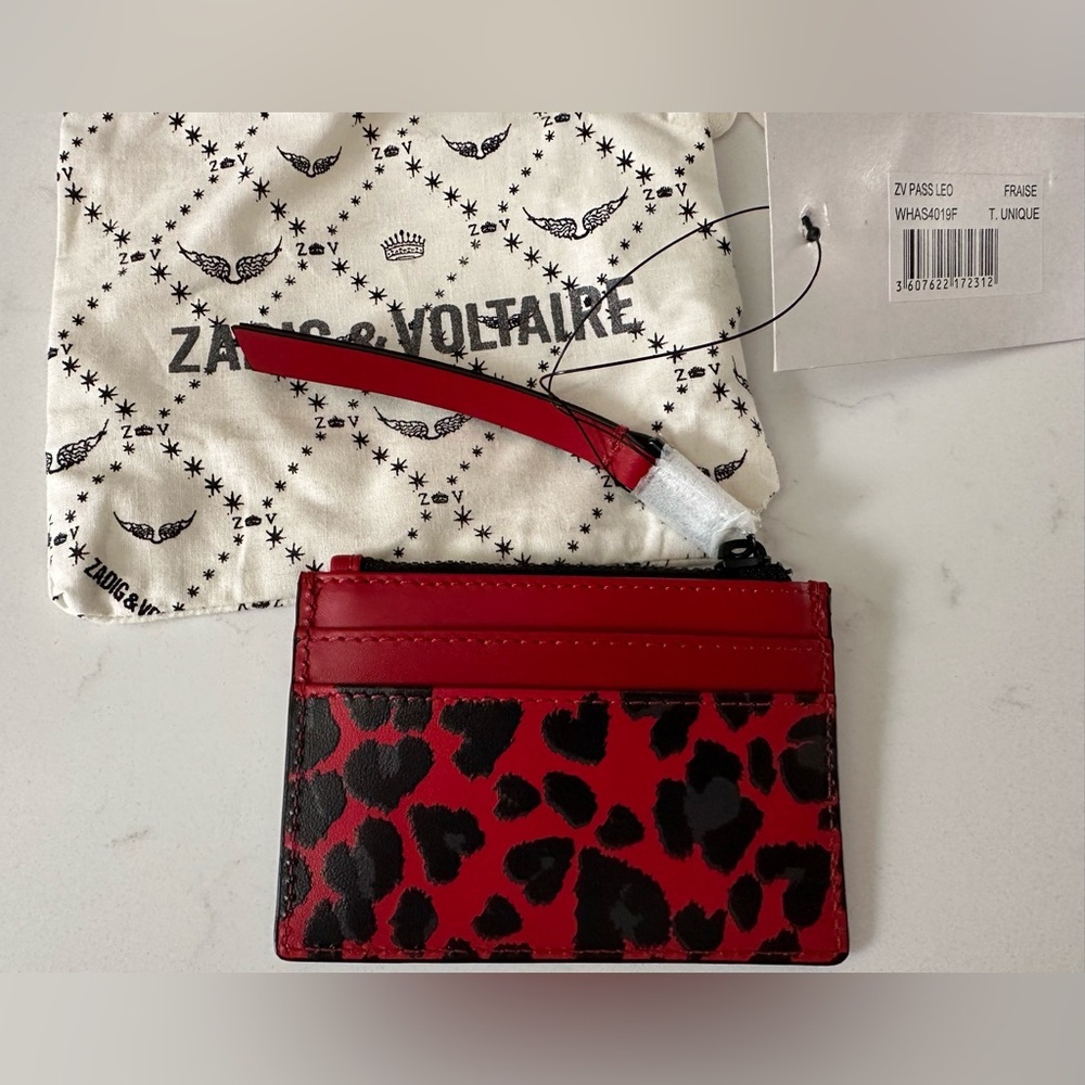Zadig & Voltaire ZV PASS LEO Card Holder in Red and Black SOLD OUT $138 - Picture 2 of 4